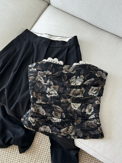 Ruched Lace-detail Corset