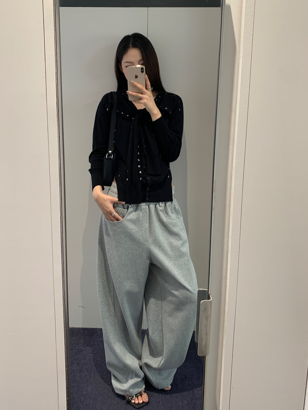 Stud Sleeve Layered Cardigan