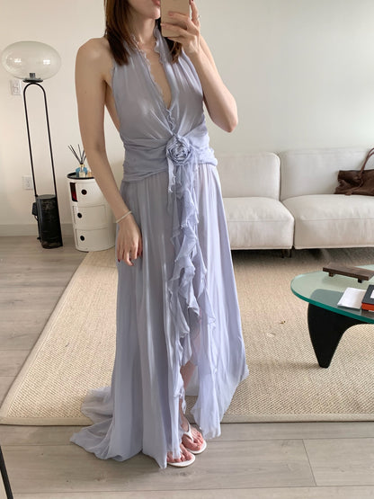 Ruffled Silk Georgette Maxi Dress