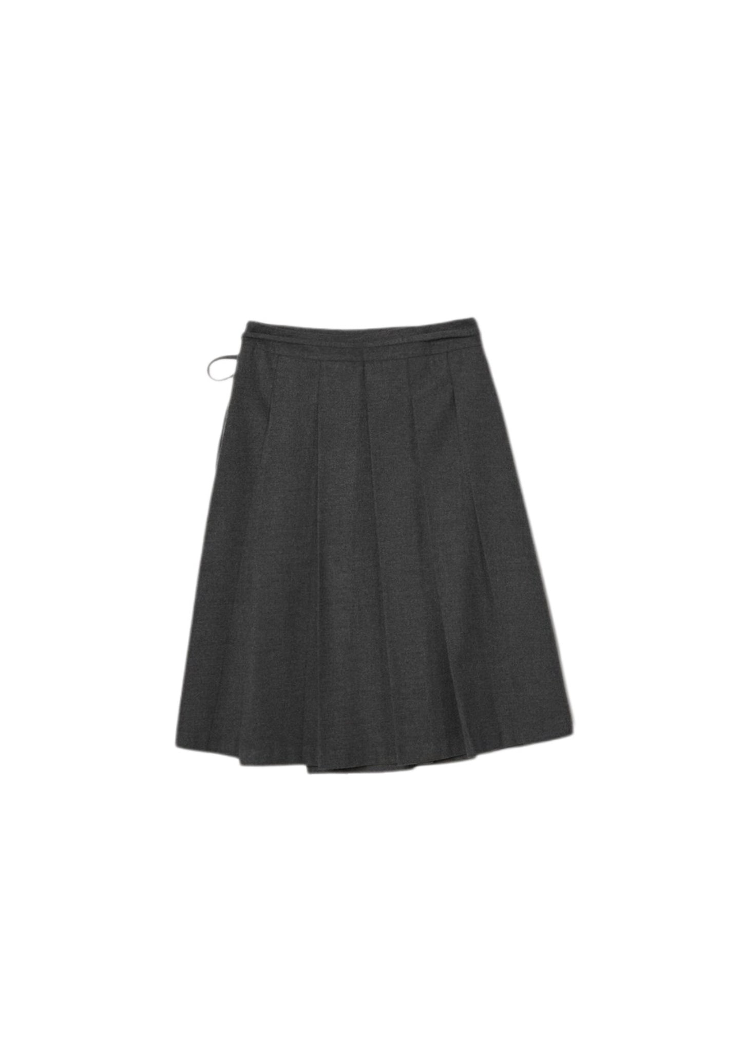 Ribboned Wide Pleats Skirt