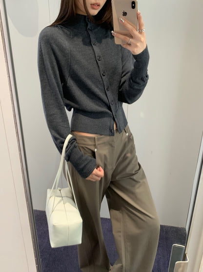 Blocking Button Up Cardigan