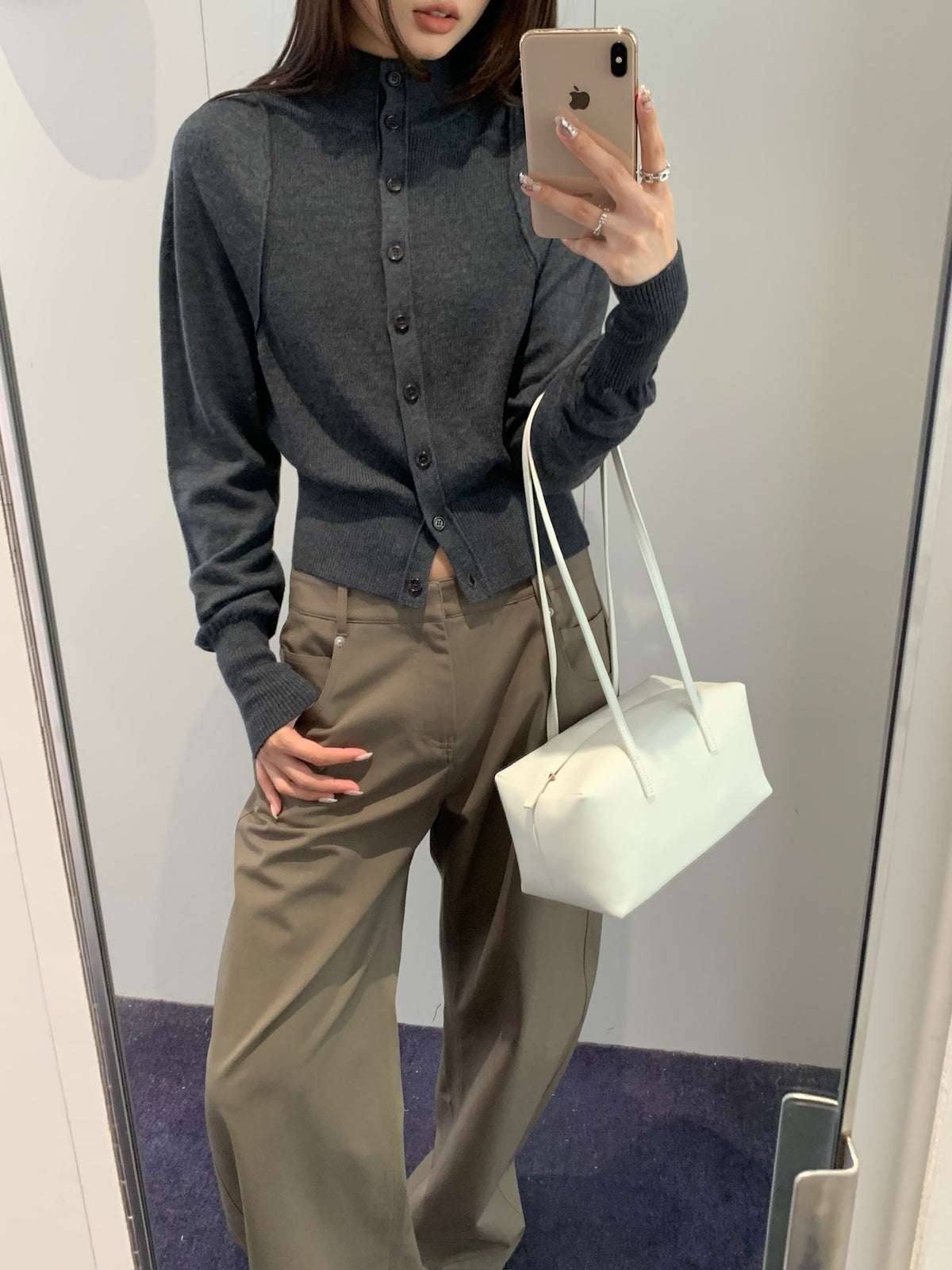 Blocking Button Up Cardigan