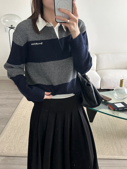 Serif Logo Cashmere Rugby Polo