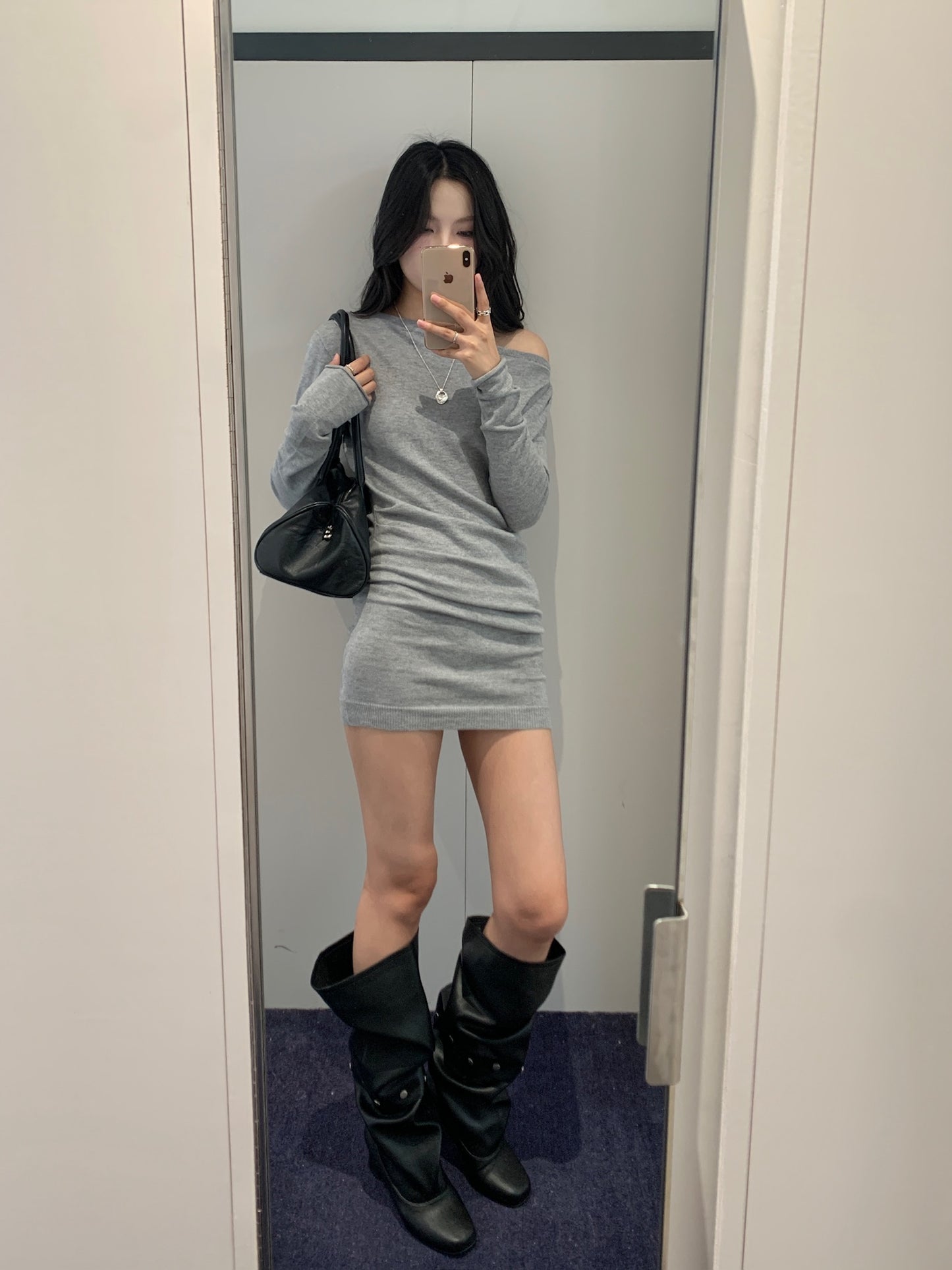 Off-Shoulder Fit Mini Dress