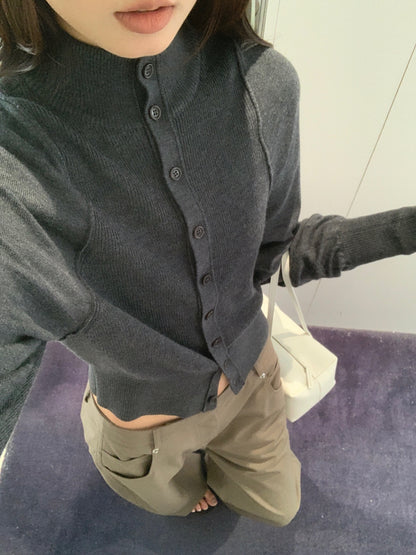 Blocking Button Up Cardigan