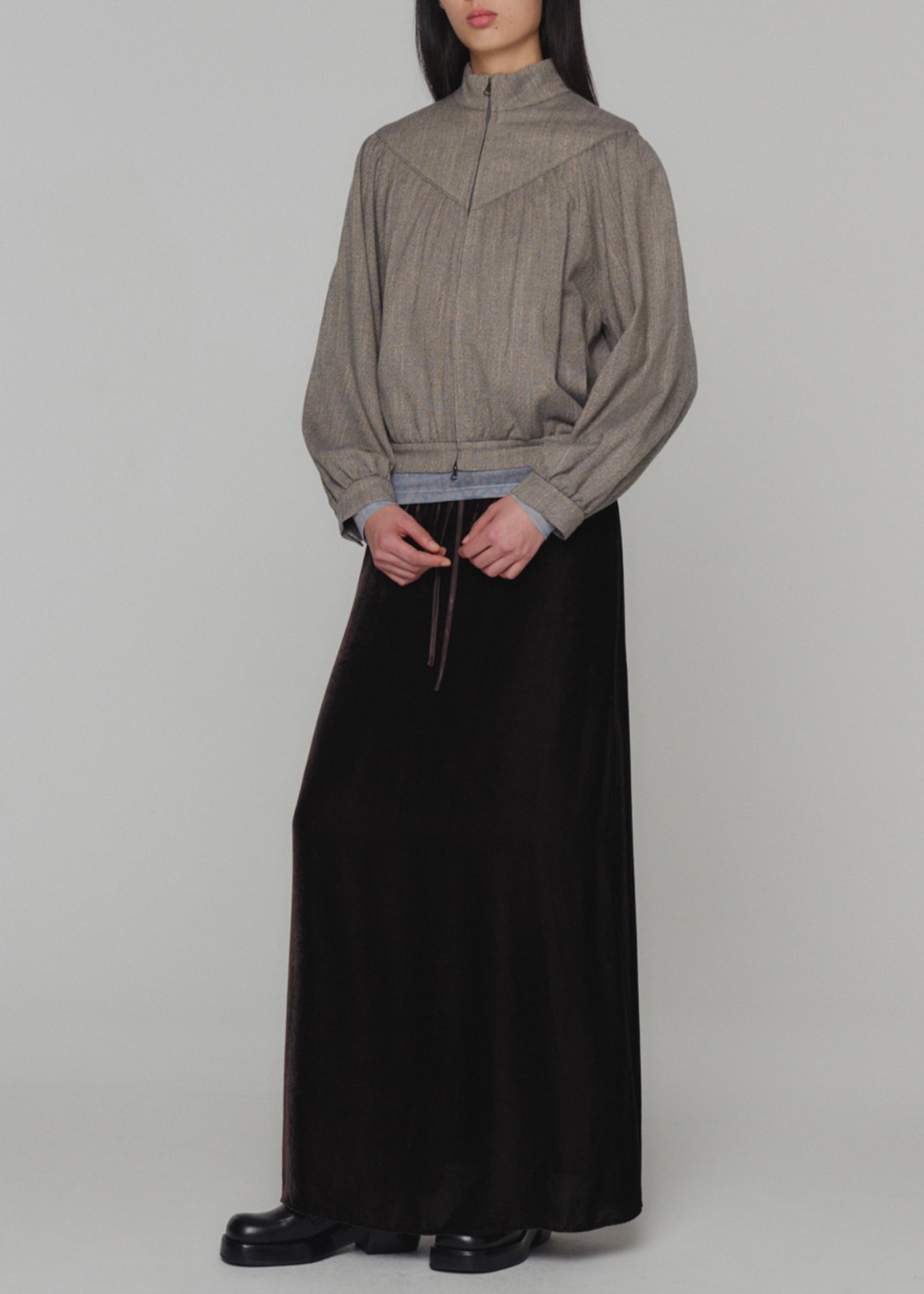 Wool Tweed Yoke Jumper