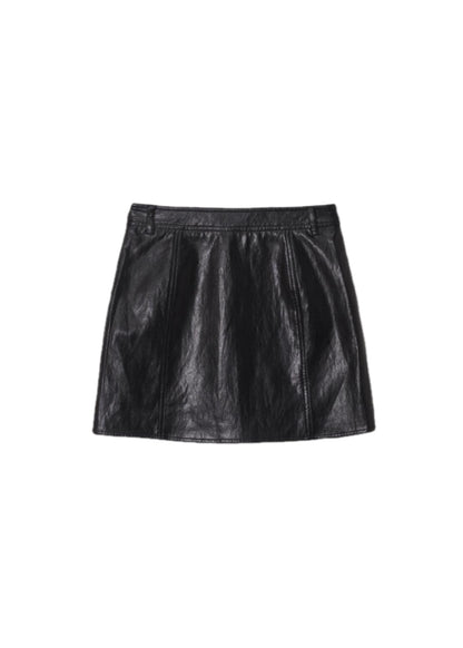 Vegan Leather Split Mini Skirt