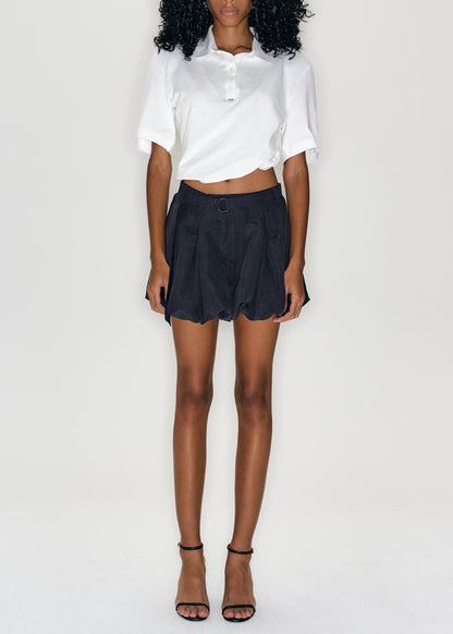 Asymmetric Short Sleeve Collar T Shirt