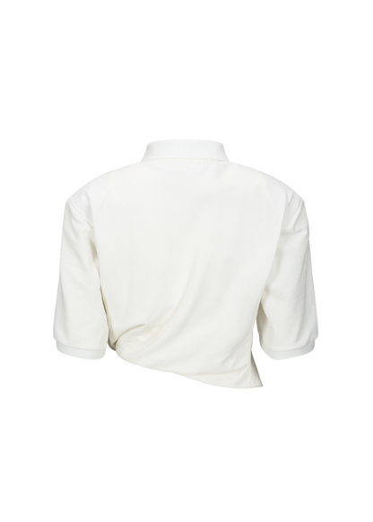 Asymmetric Short Sleeve Collar T Shirt