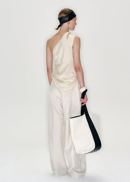 Shirring One Shoulder Sleeveless Top