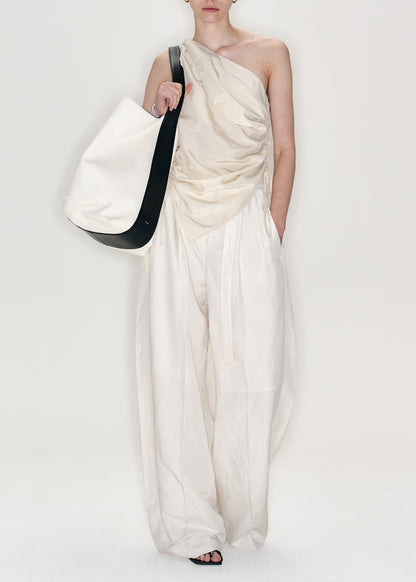 Shirring One Shoulder Sleeveless Top