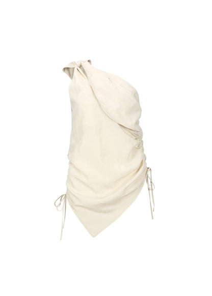 Shirring One Shoulder Sleeveless Top
