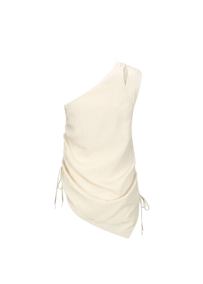 Shirring One Shoulder Sleeveless Top