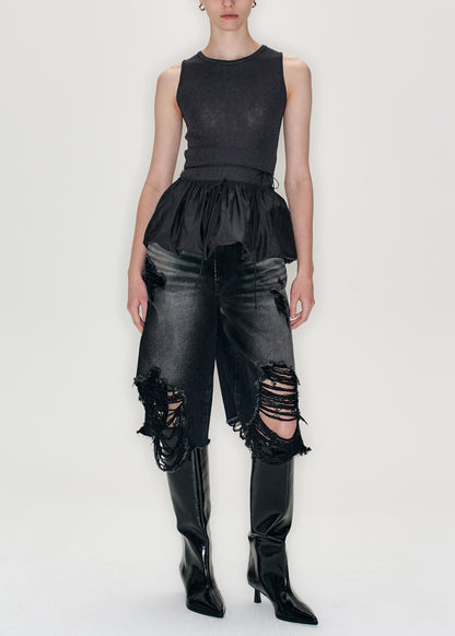 Destroyed Bermuda Jeans