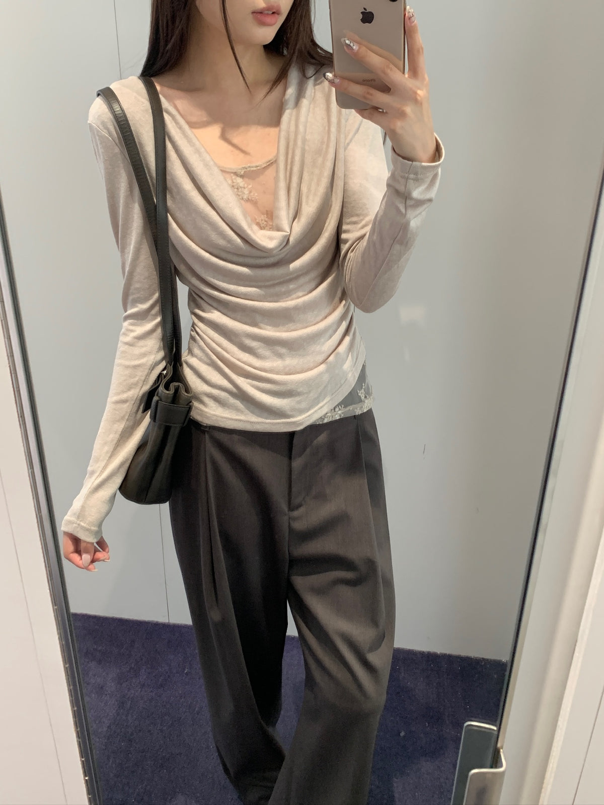 Drape Lace Long-sleeve