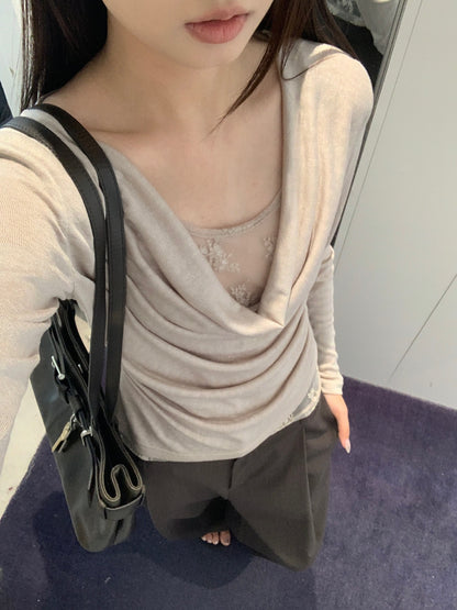 Drape Lace Long-sleeve