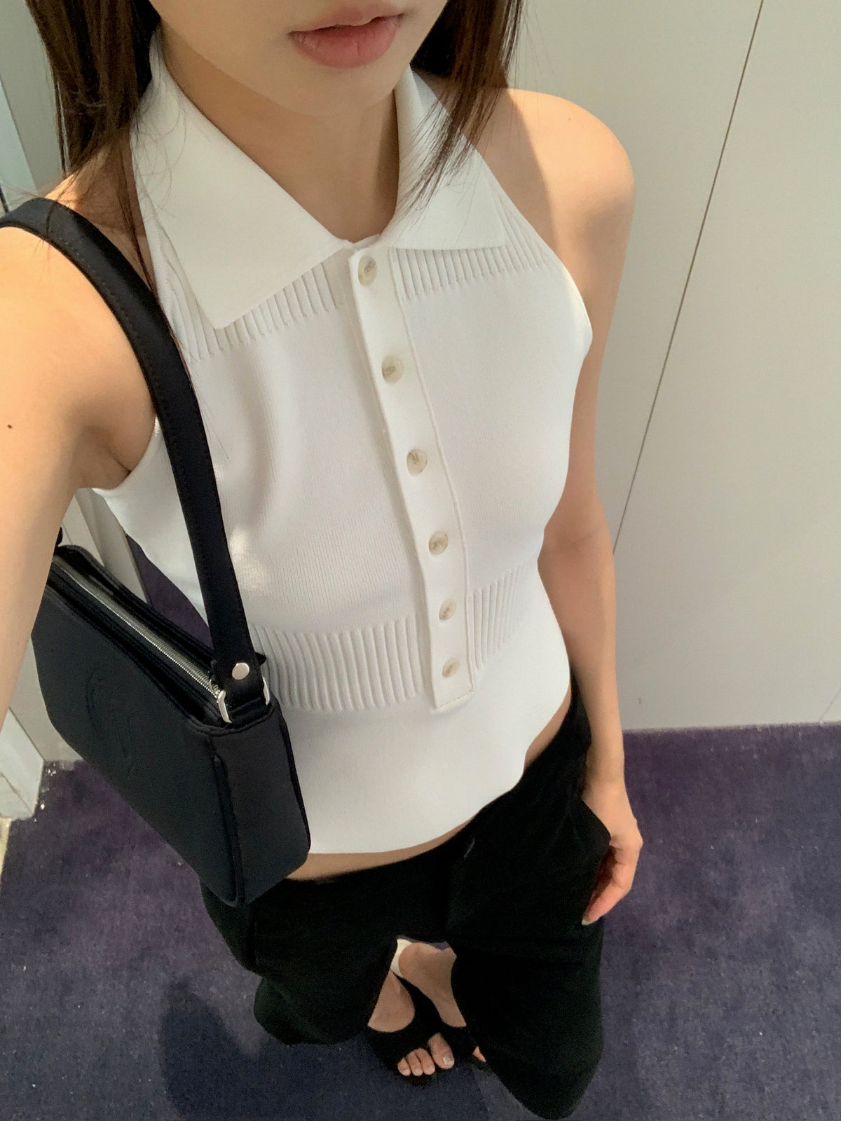Sleeveless Polo Halter Top