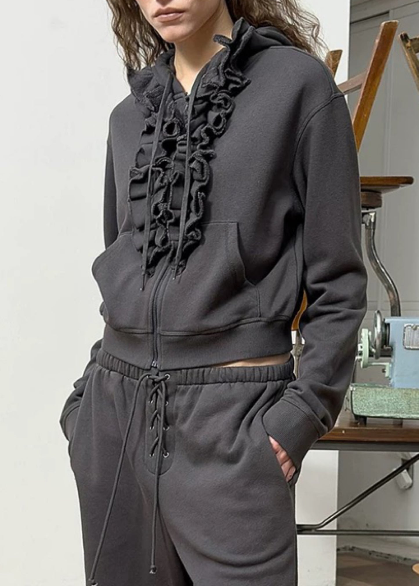 Ruffle Hoodie