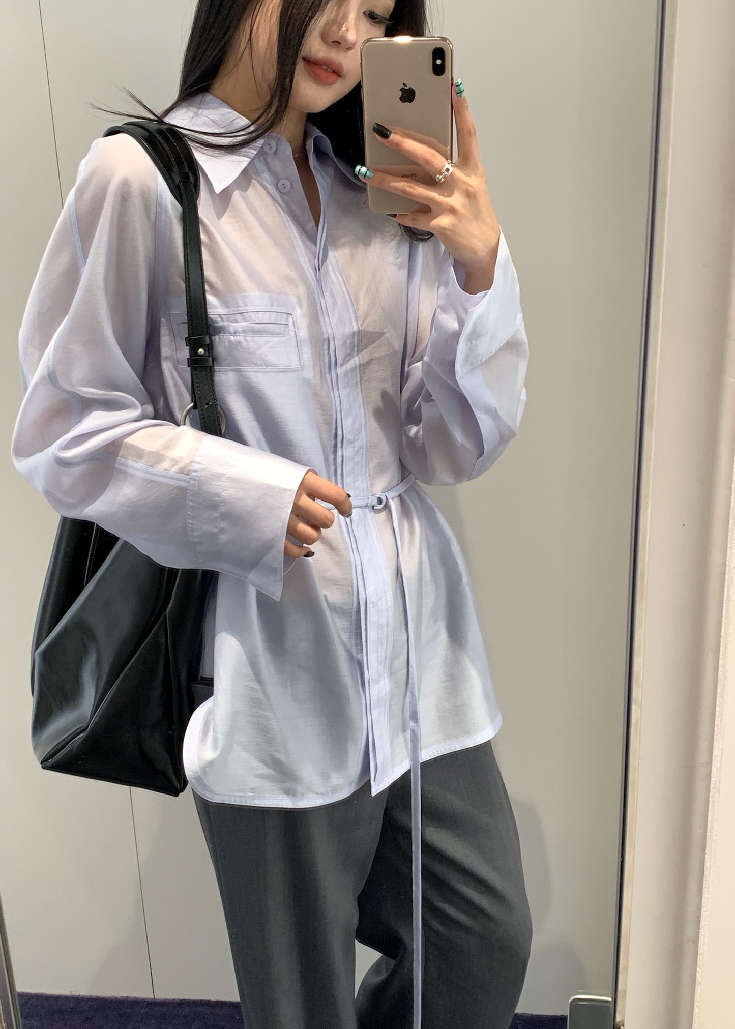 See-through Back Strap Shirt