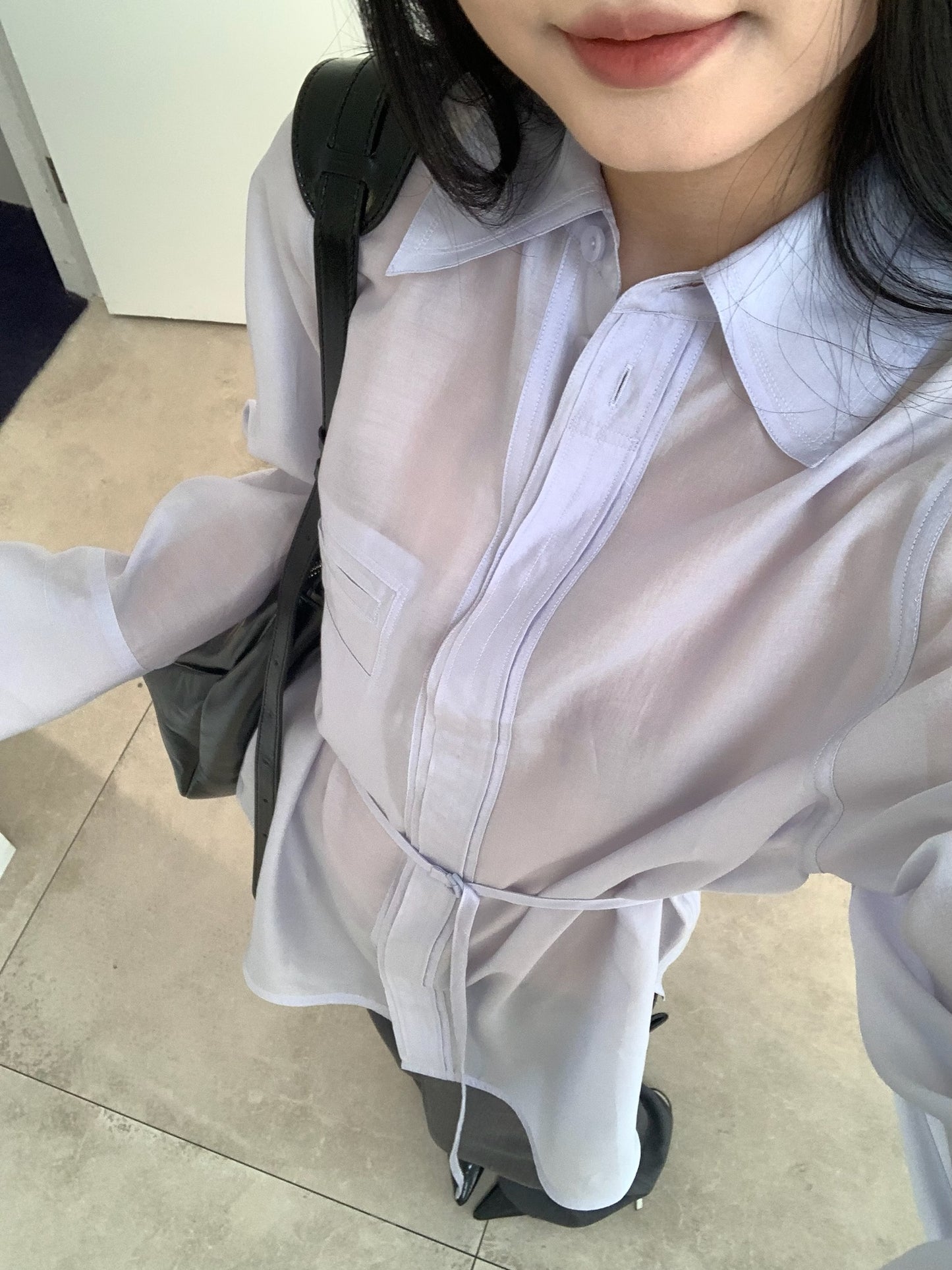 See-through Back Strap Shirt