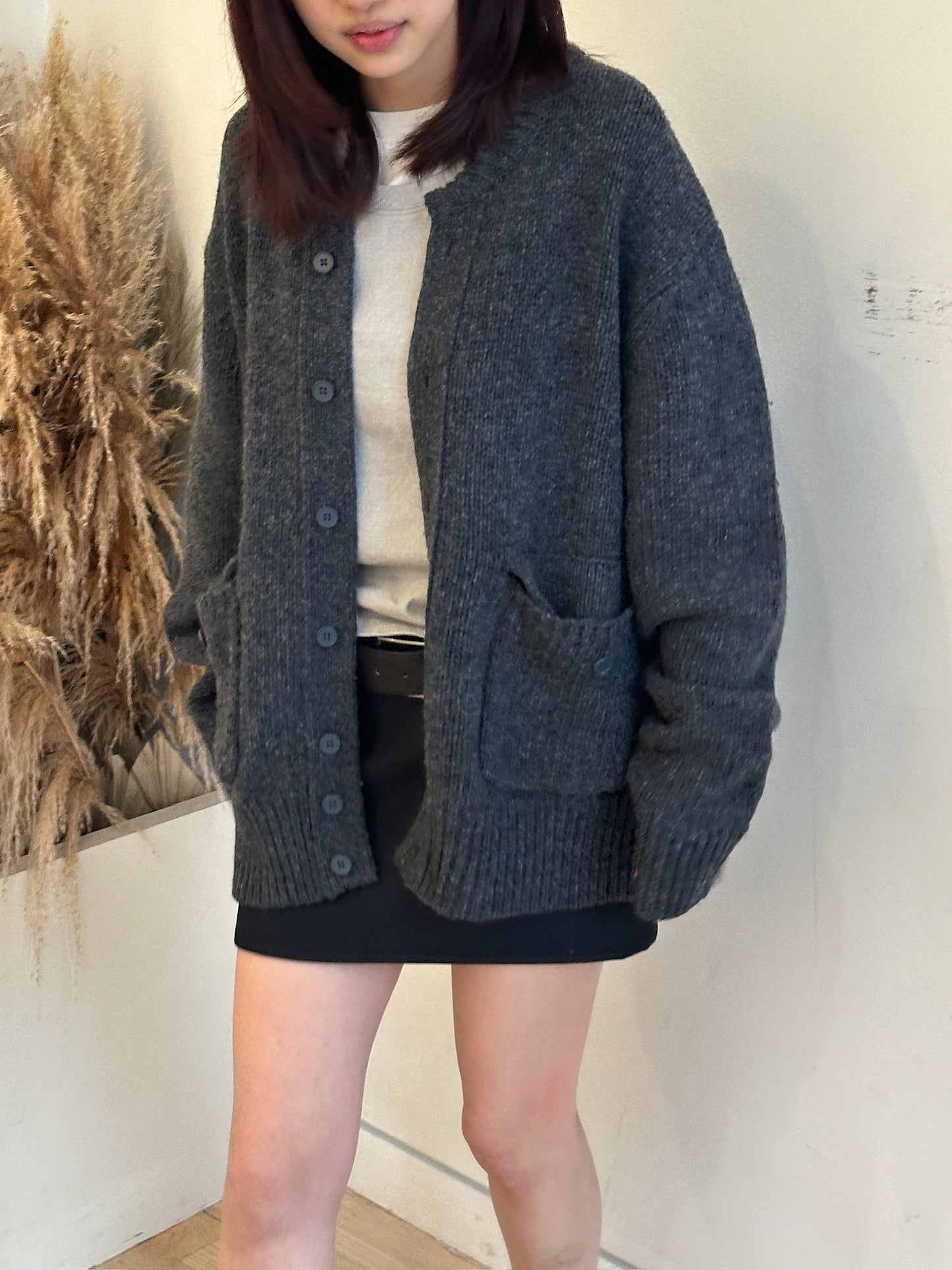 Relaxed Knit Button Up Jacket