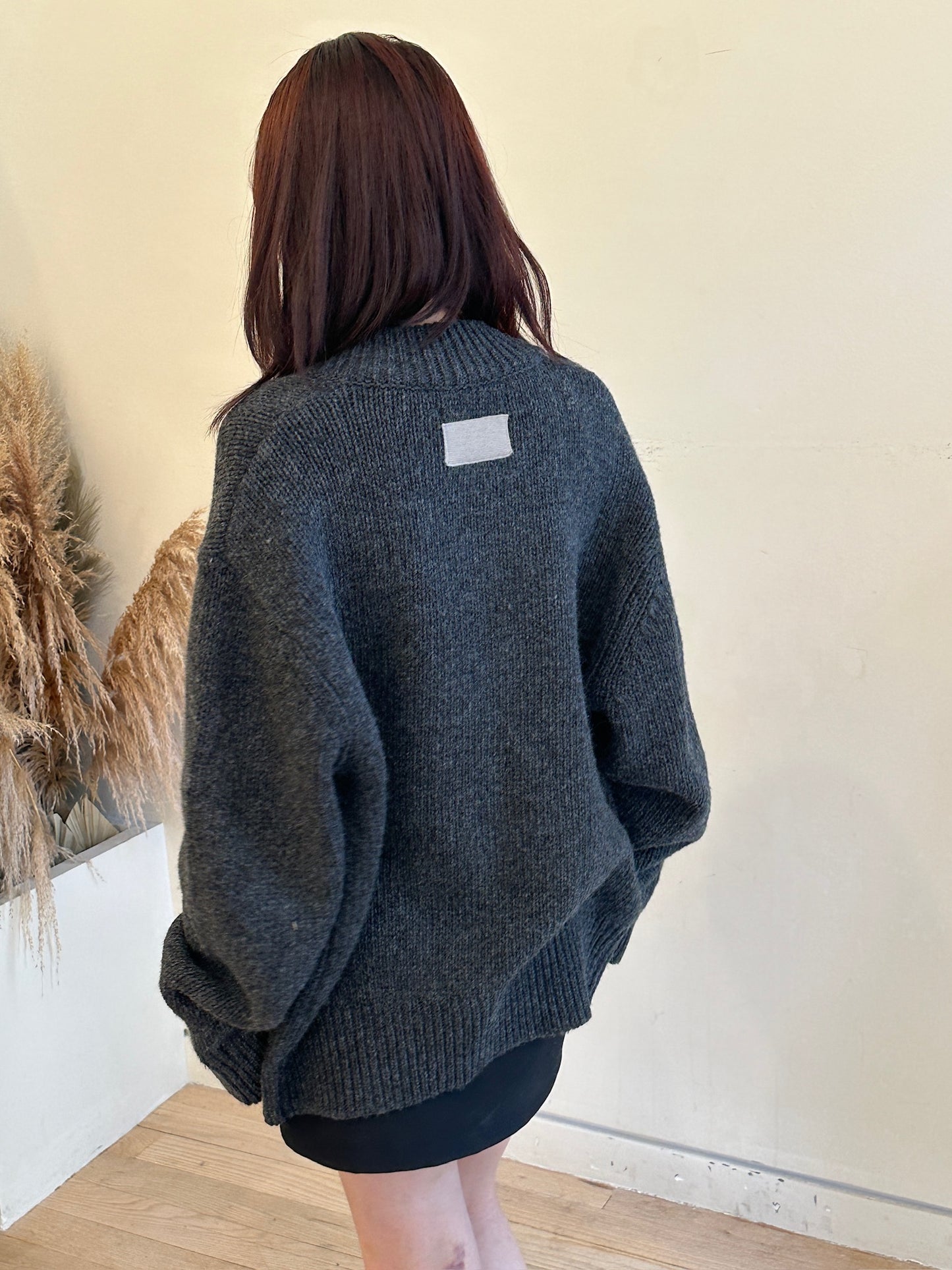 Relaxed Knit Button Up Jacket