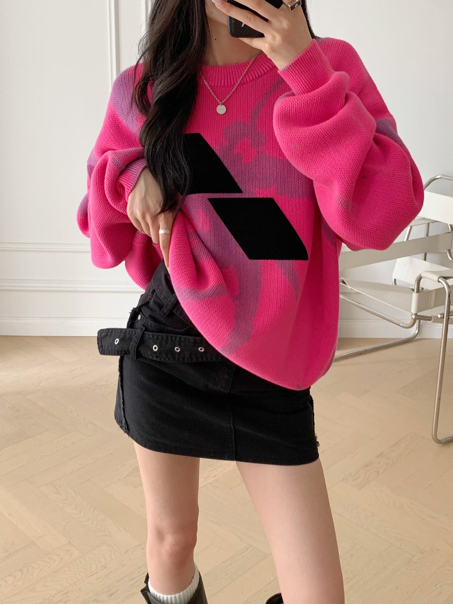 Flocked Tie-dye Sweater