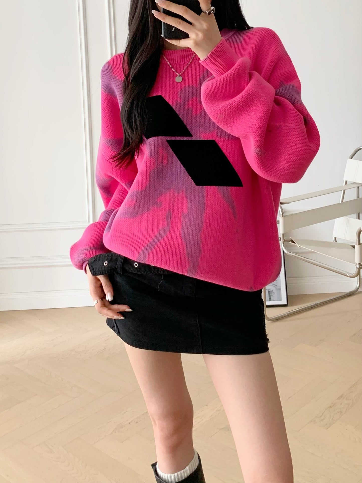 Flocked Tie-dye Sweater