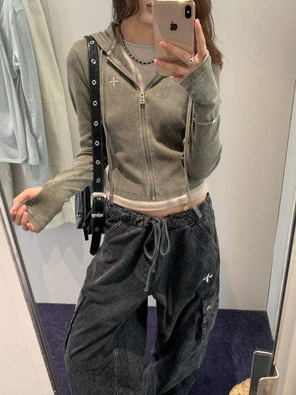 Vintage-savage Slim Sports Zip Hoodie