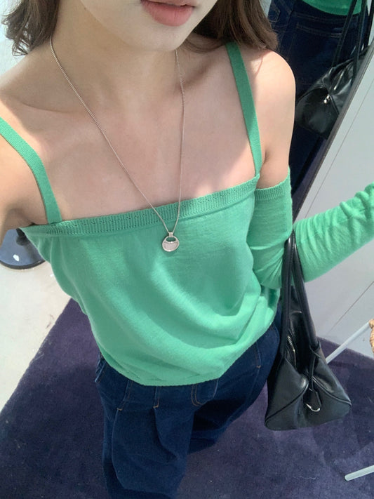 String Top with Sleeve Warmers