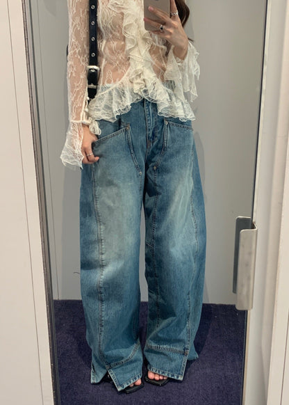 Curved Highwaist Denim Pants