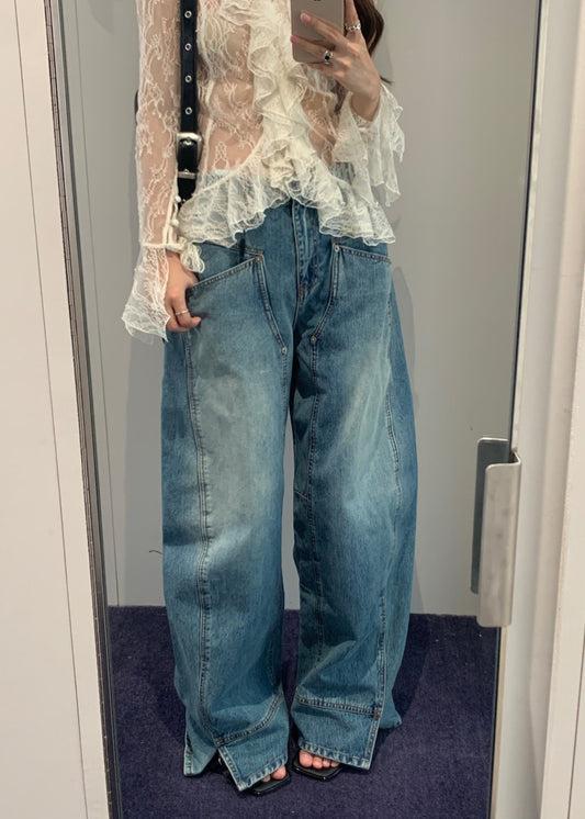 Curved Highwaist Denim Pants
