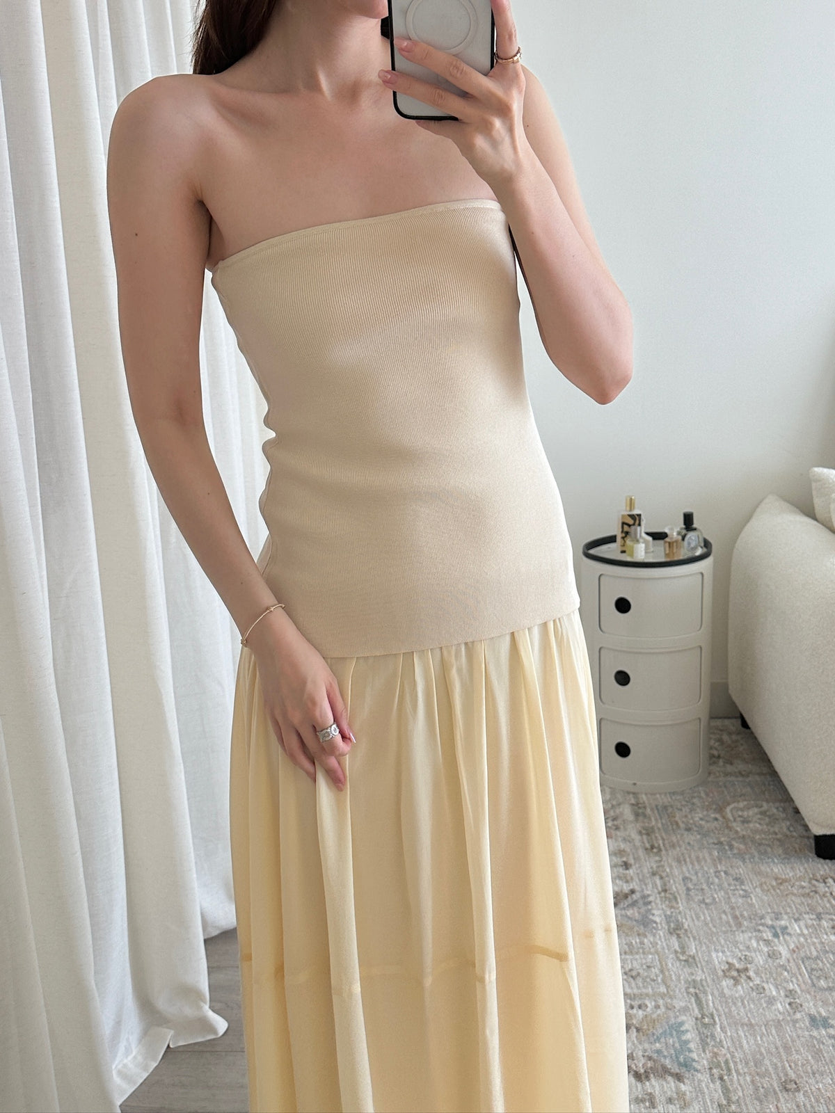Strapless Balloon Hem Dress