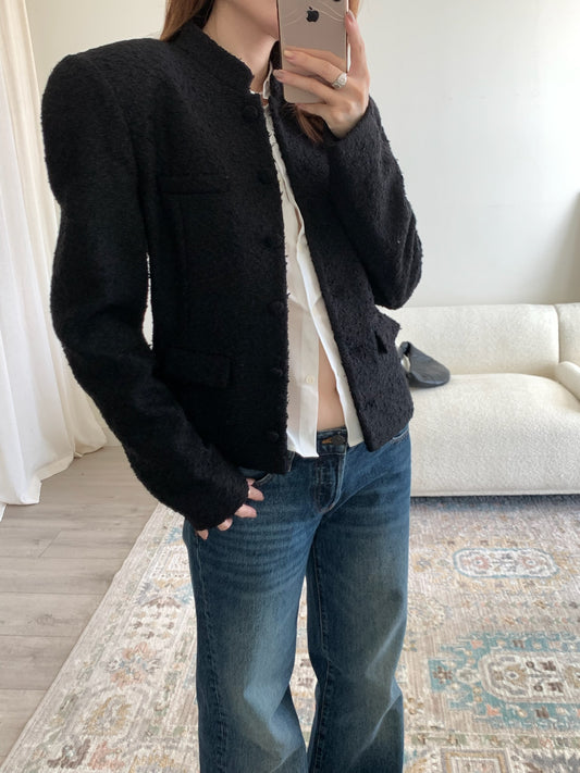 Bouclé Blazer With Stand Collar