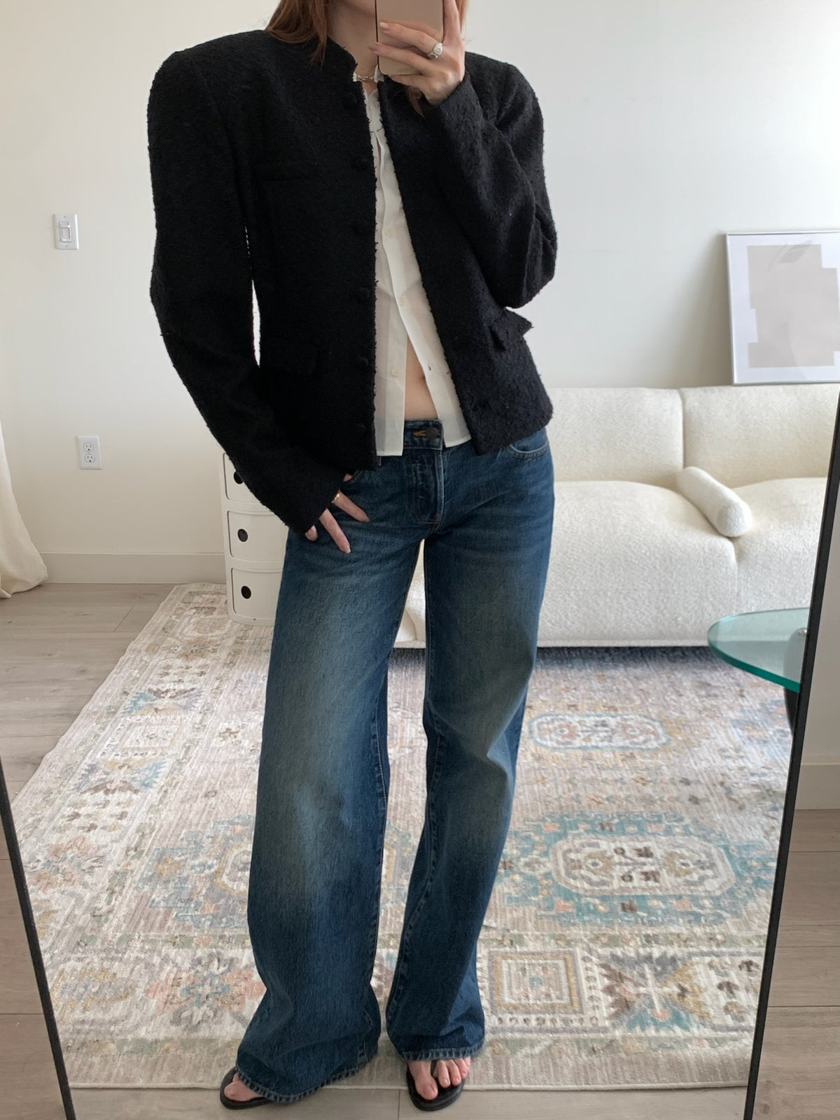 Bouclé Blazer With Stand Collar