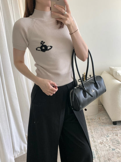 Bea Orb Short Sleeve Knitted Top