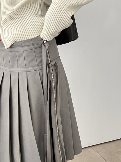 Pleated Zipper Skirt