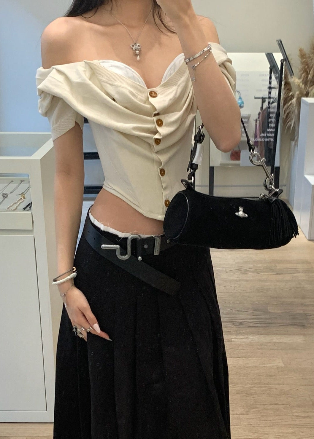 Cindy Cylinder Suede Bag