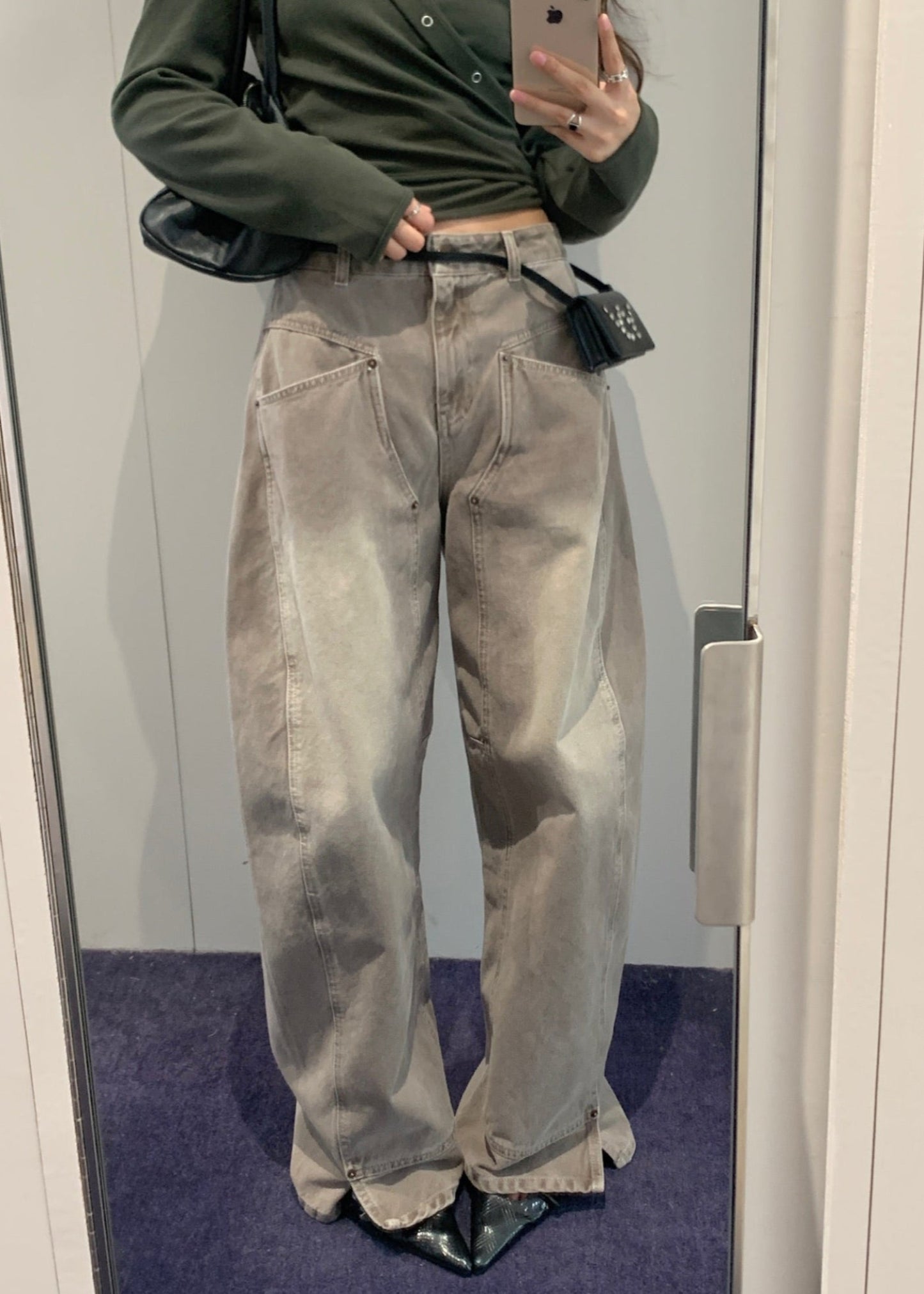 Curved Highwaist Denim Pants