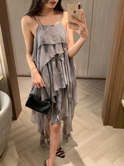Ruffled Layered Cami Halter Top