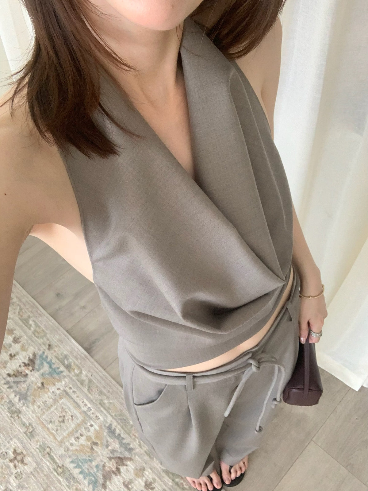 Wool Cowl Backless Top