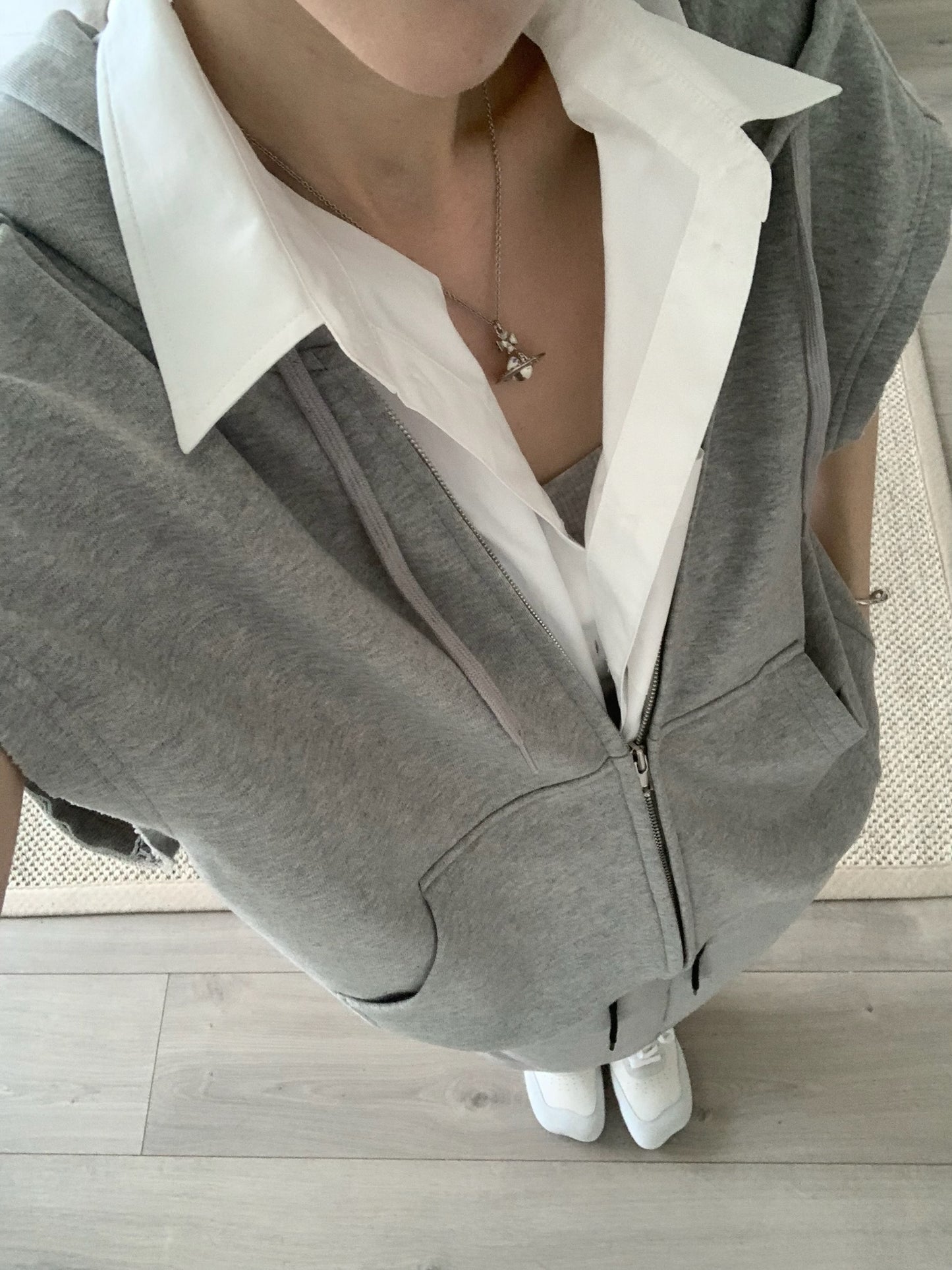 Shirt Layered Hoodie Sleevless Jumper