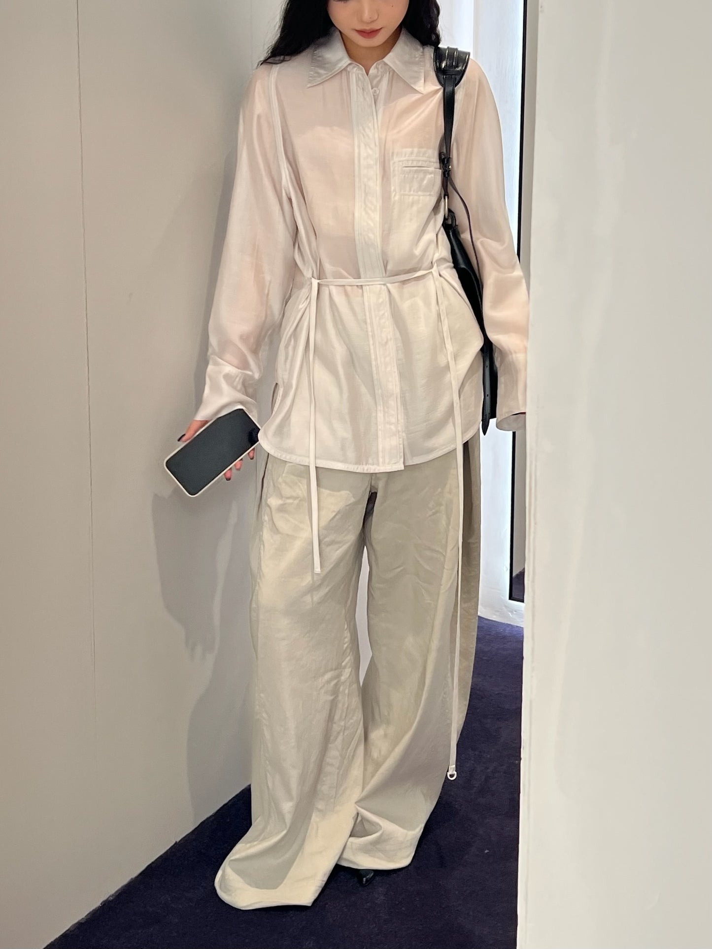 See-through Back Strap Shirt