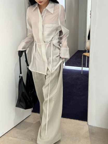 See-through Back Strap Shirt