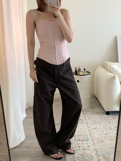 Denim Low-rise Belted Trousers