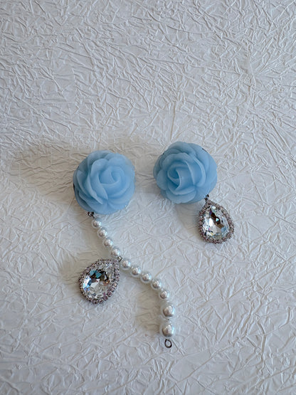 Crystal and Pearl Rose Earrings