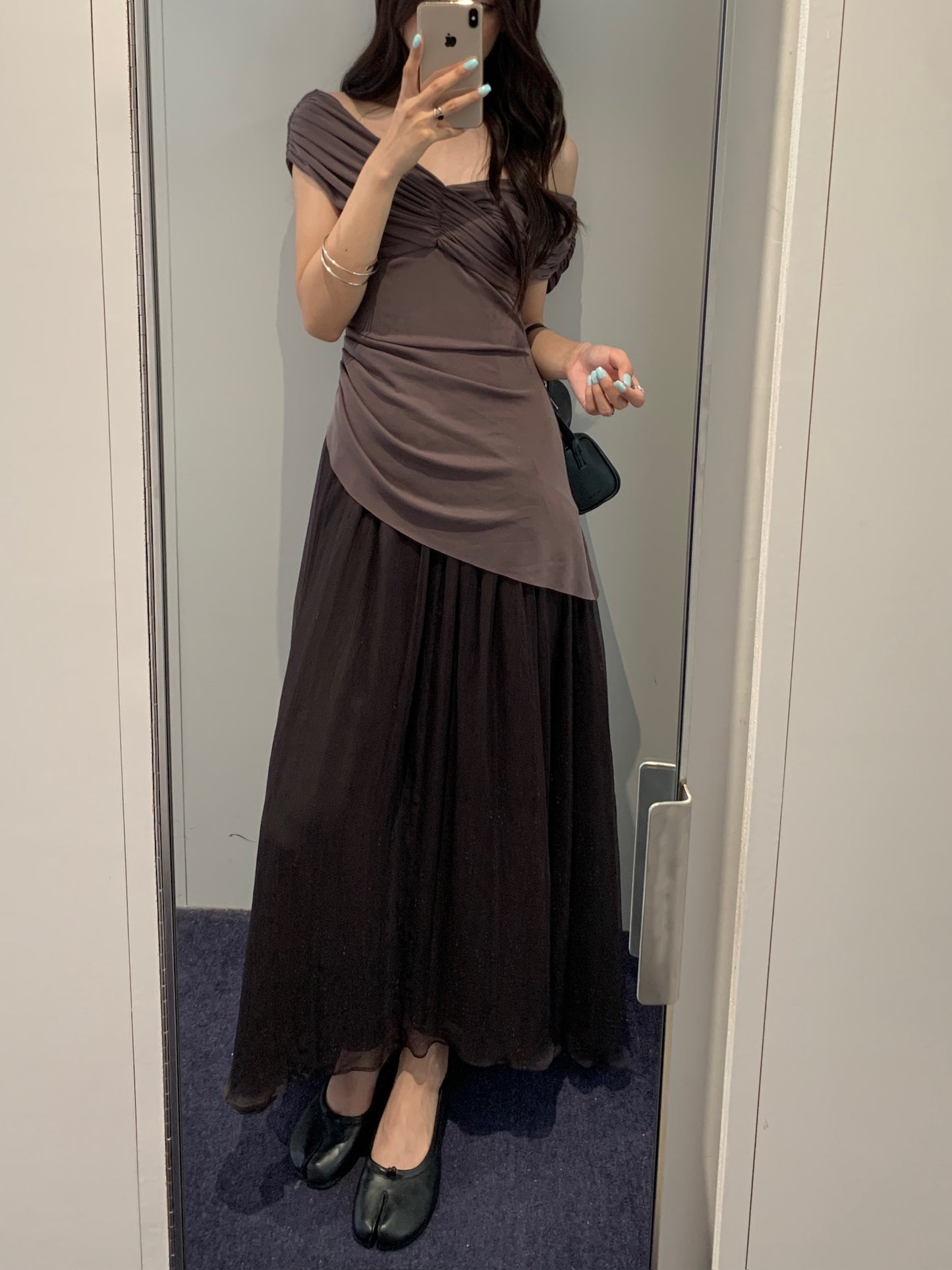 Silk Paneled Long Dress