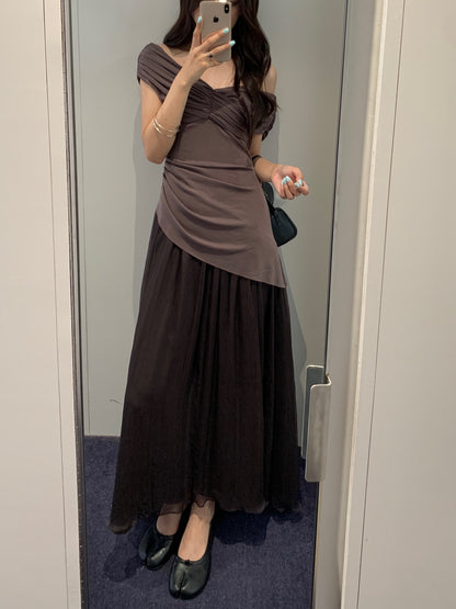 Silk Paneled Long Dress