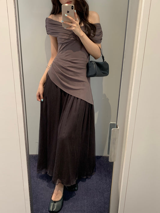 Silk Paneled Long Dress