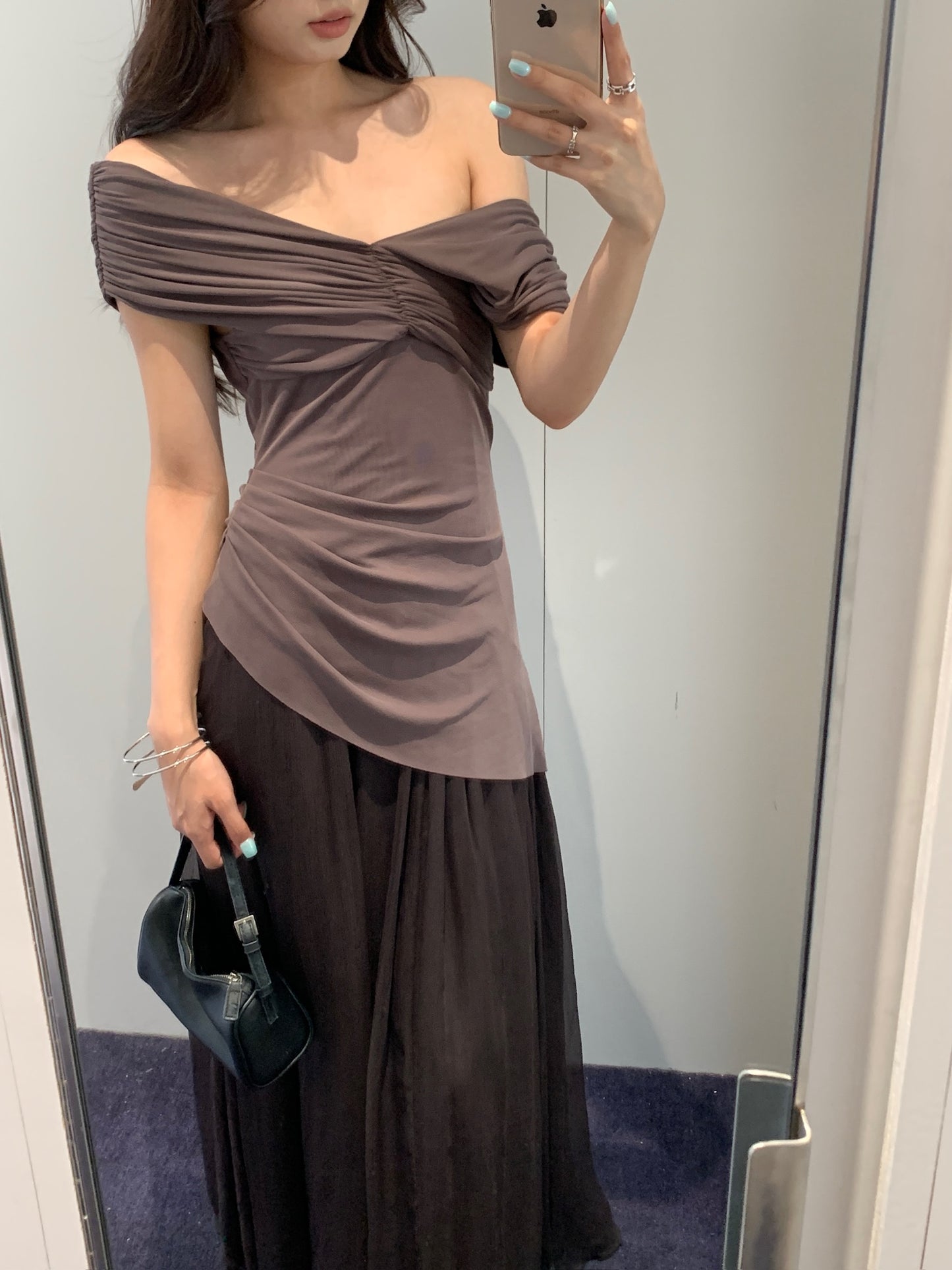 Silk Paneled Long Dress